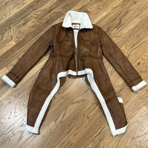 Faux leather shearling jacket